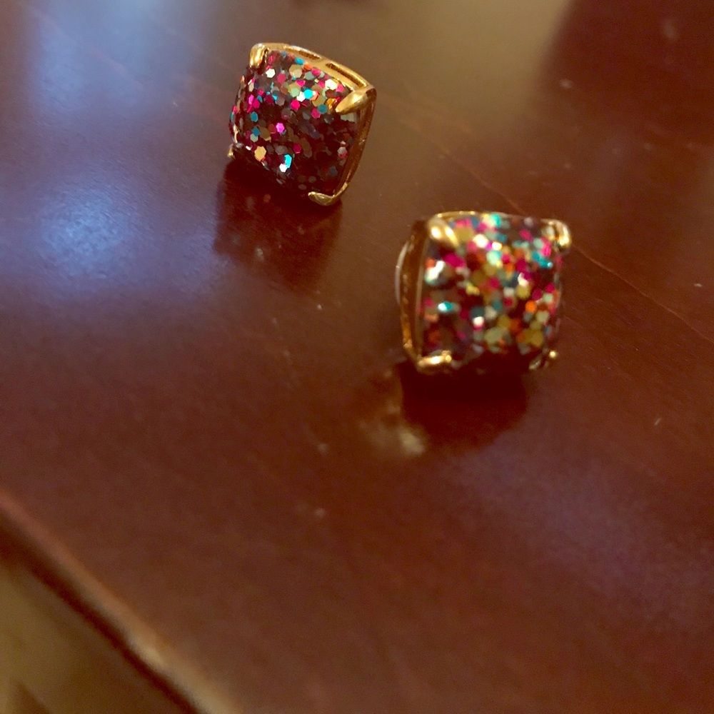 kate spade Multicolor Glitter Square Stud Earrings